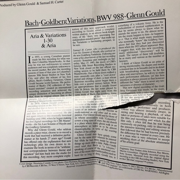Bach-Goldberg Variations, BWV 988 - Glenn Gould (Aria & 30 Variations) CD 1981 - Picture 4 of 4